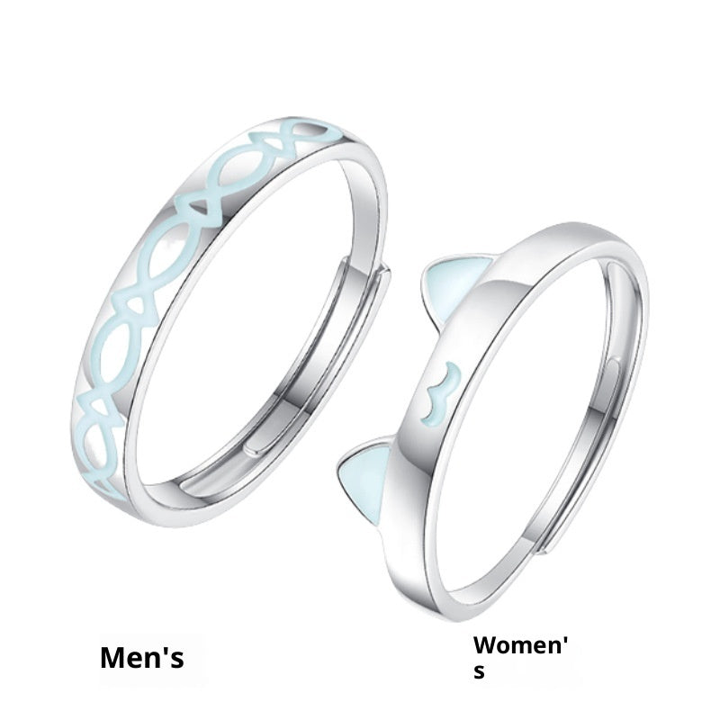 Luminous Cat Fish Love Couple Ring Fluorescent Couple Rings