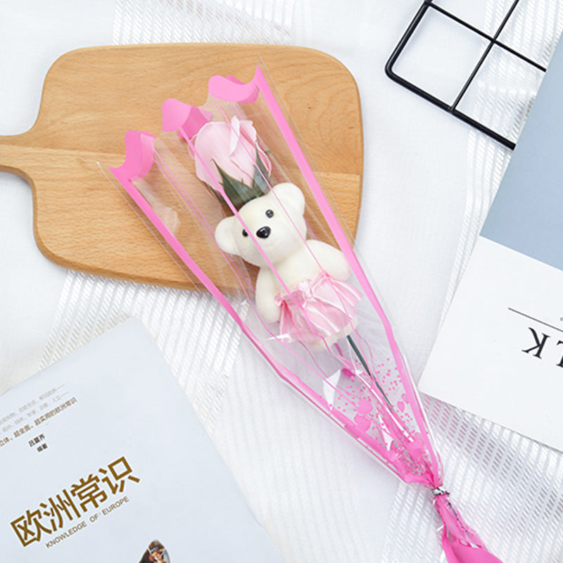 Gift Single Rose Bear Soap Flower