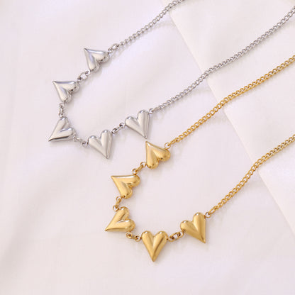 Simple Design Stainless Steel Heart Pendant Necklace