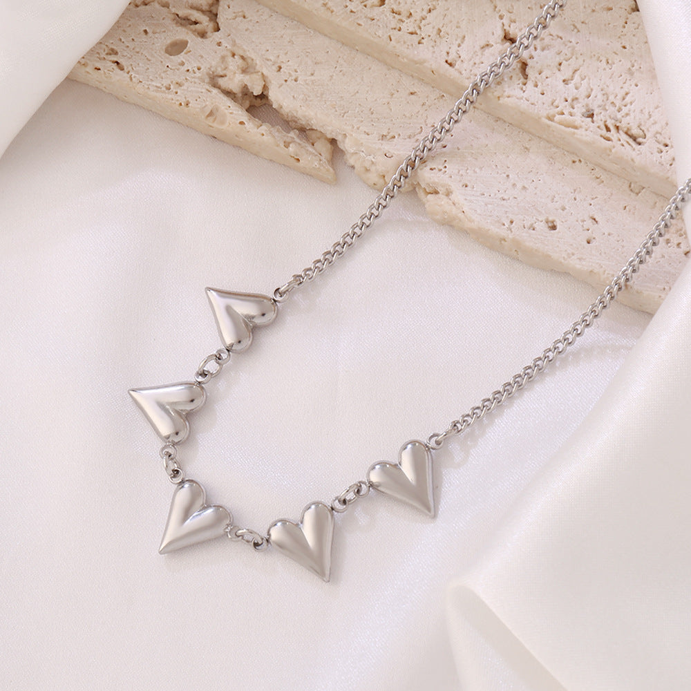 Simple Design Stainless Steel Heart Pendant Necklace